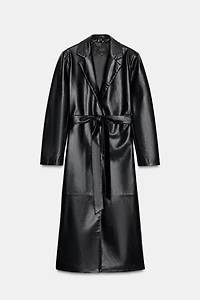 MANTEAU EN MATIÈRE SYNTHÉTIQUE AVEC COL AMOVIBLE