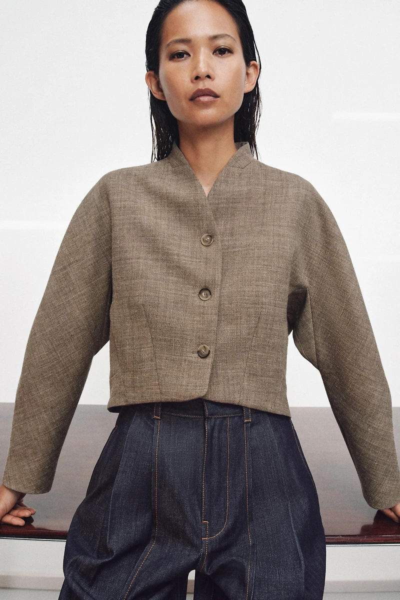 ZW COLLECTION WOOL BLEND CROPPED JACKET
