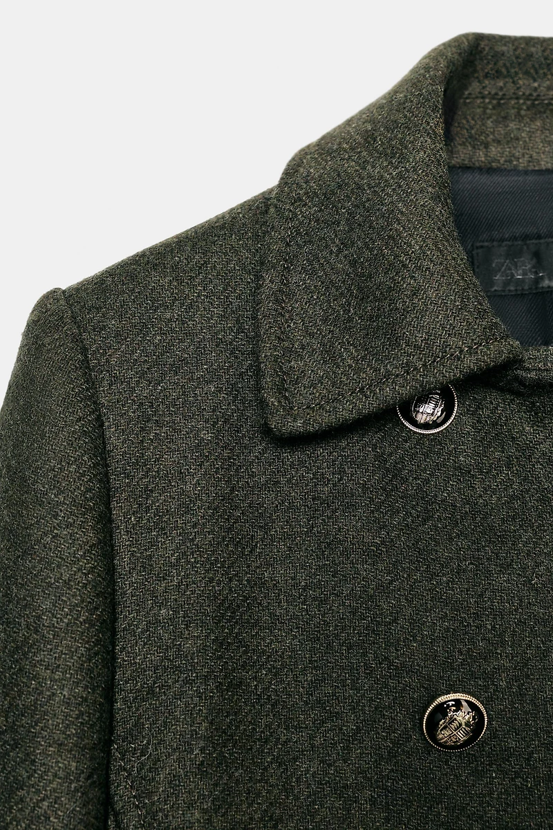 DOUBLE BREASTED WOOL BLEND COAT