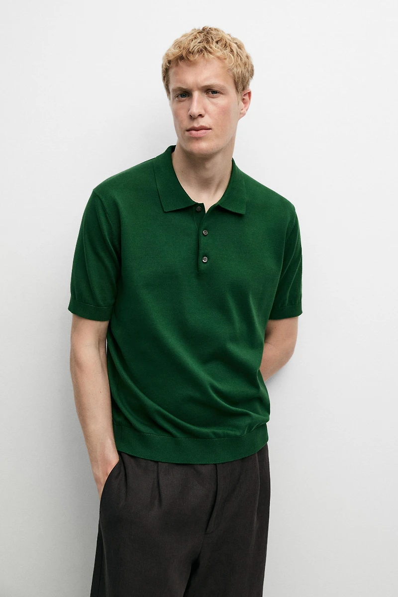 100% cotton knit polo sweater