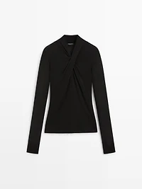 Lyocell and wool crossover top