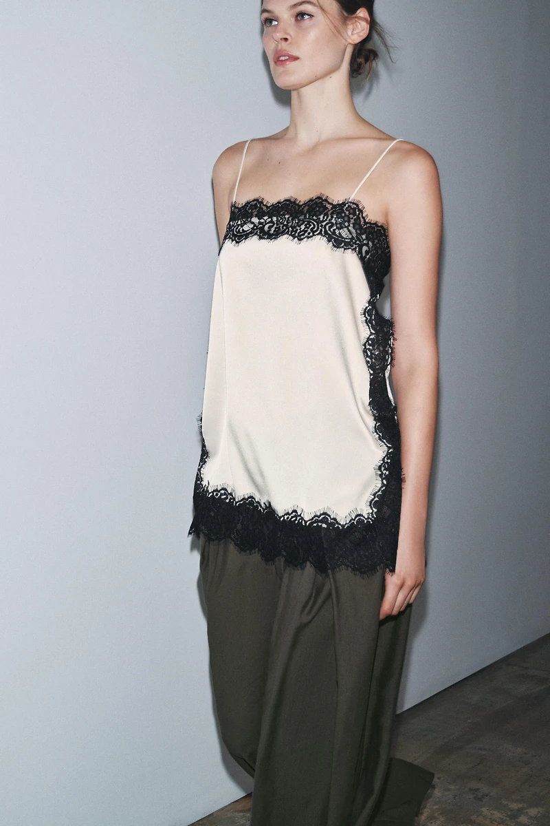 SATIN EFFECT LACE TOP ZW COLLECTION