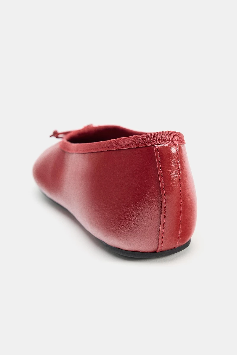 LEATHER BOW BALLET FLATS
