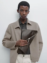 Sac pochette en cuir nappa
