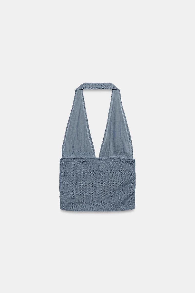 TOP HALTER RUSTIQUE À FANTAISIES