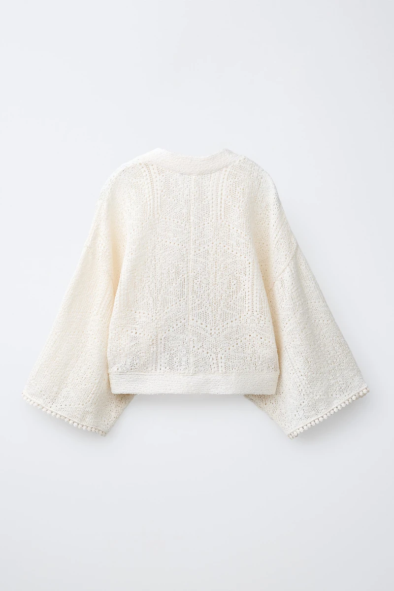 SHORT OPENWORK KNIT KAFTAN