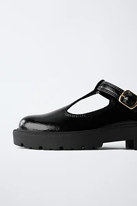 PATENT FINISH T-BAR SHOES