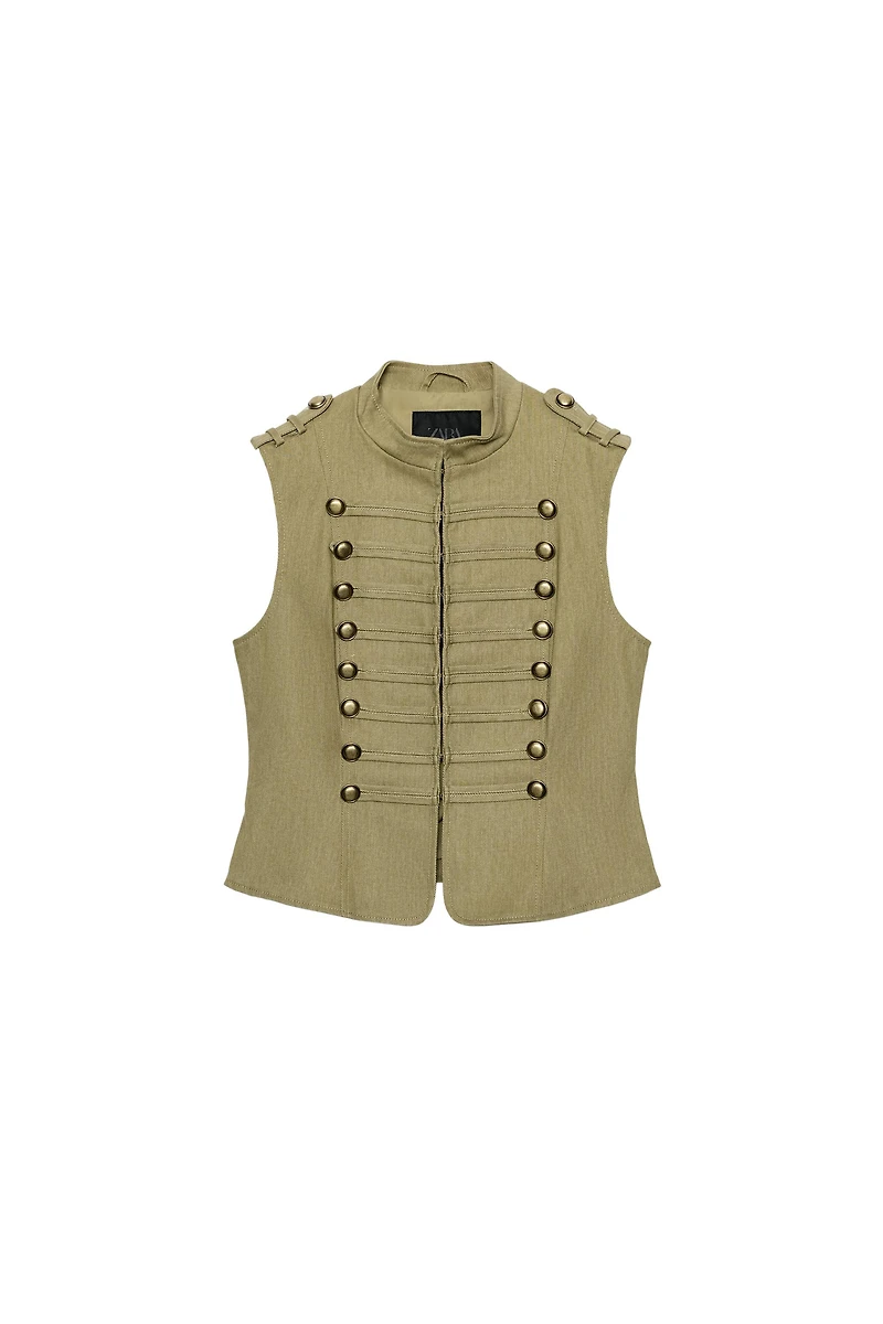 COTTON MINI-BUTTON VEST