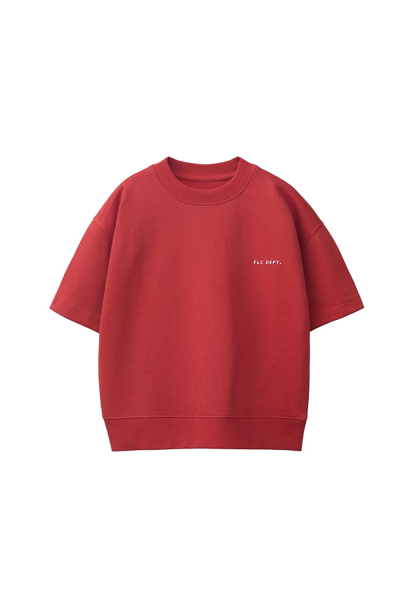 SHORT SLEEVE TEXT SWEATSHIRT