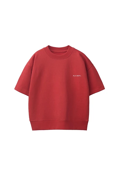 SHORT SLEEVE TEXT SWEATSHIRT