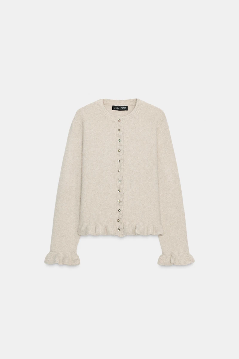 RUFFLED KNIT CARDIGAN