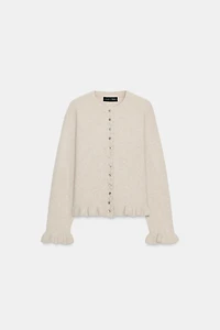 RUFFLED KNIT CARDIGAN