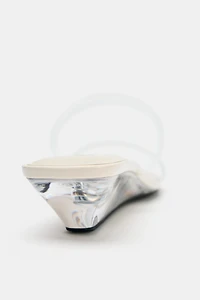 VINYL WEDGE SANDALS