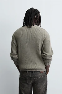 WASHED RIBBED SWEATER