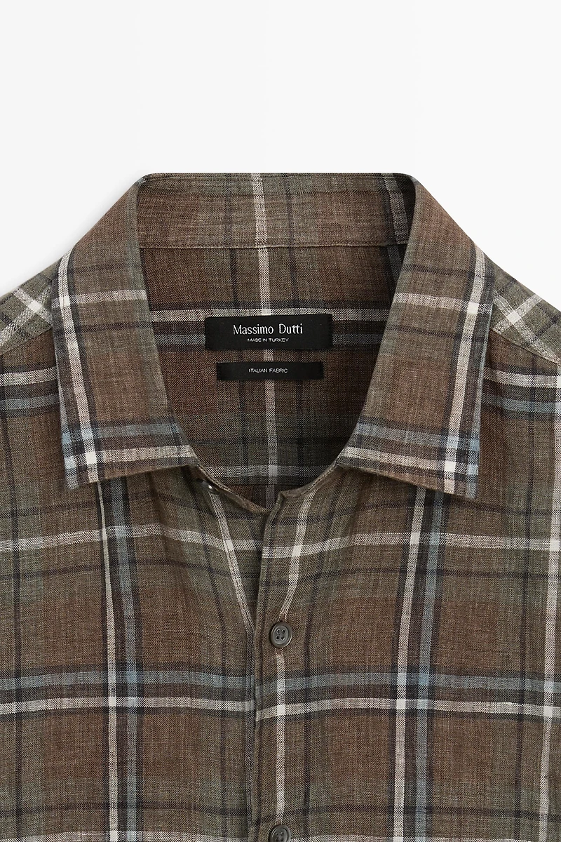 100% linen regular fit check shirt