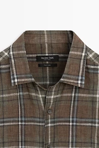 100% linen regular fit check shirt