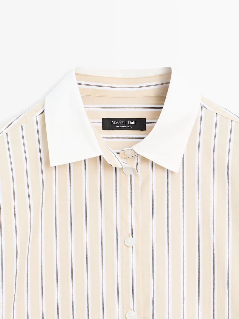 Striped shirt with contrast detail