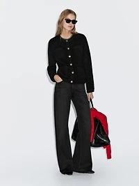 Wool blend cardigan with gold buttons