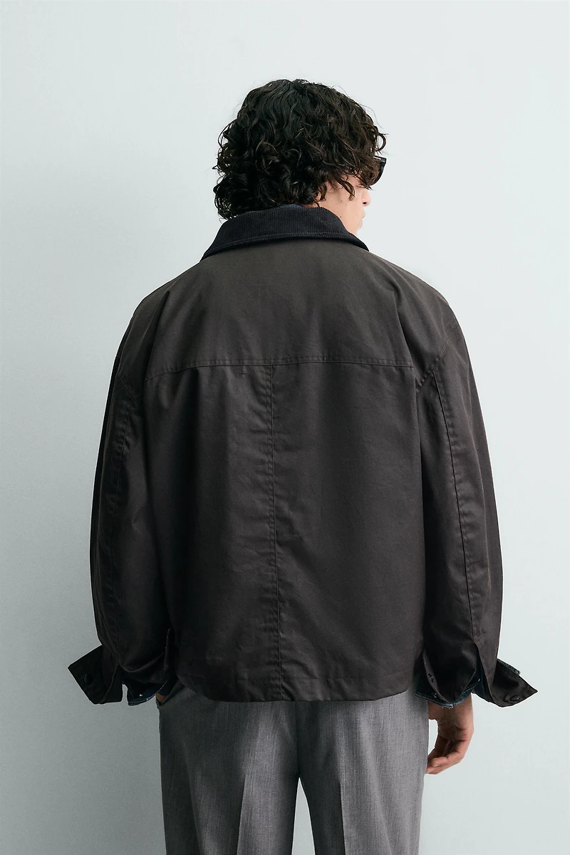 WAXED FINISH COMBINATION COLLAR JACKET