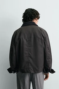 WAXED FINISH COMBINATION COLLAR JACKET