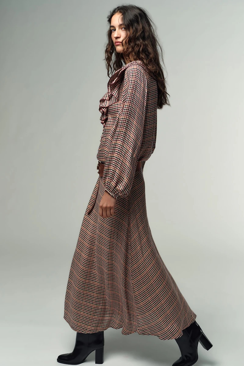 PLAID RUFFLED BLOUSE