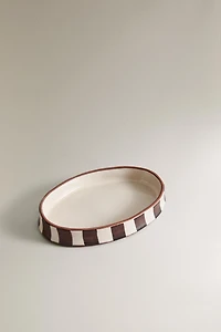 BROWN STRIPED SOAP DISH