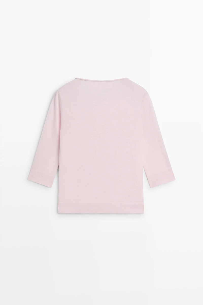 Cotton blend boat neck cardigan