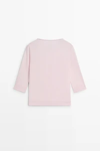Cotton blend boat neck cardigan