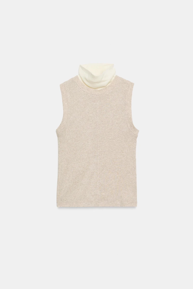 HIGH-NECK MIXED T-SHIRT