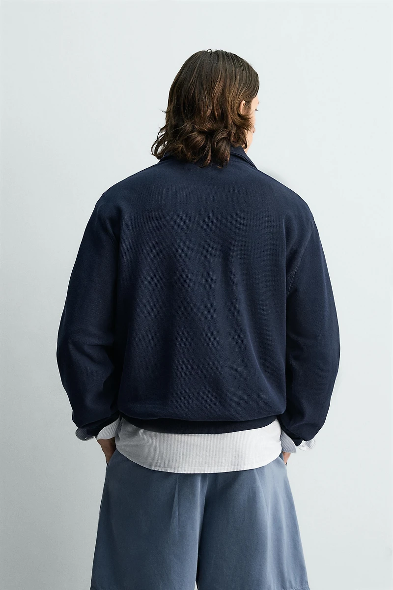 PIQUÉ QUARTER-ZIP SWEATSHIRT
