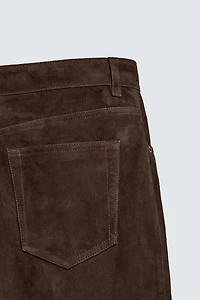 STRAIGHT FIT SUEDE LEATHER PANTS