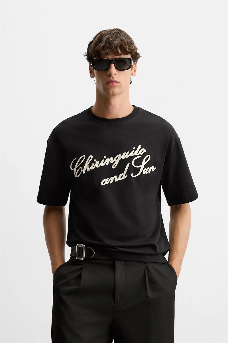 EMBROIDERED TEXT T-SHIRT