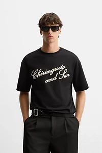 EMBROIDERED TEXT T-SHIRT
