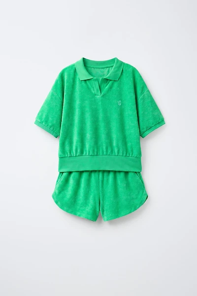 TERRY CLOTH POLO AND BERMUDA SET