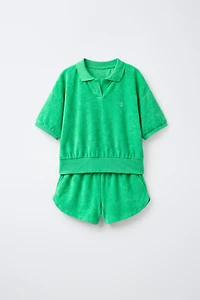 TERRY CLOTH POLO AND BERMUDA SET