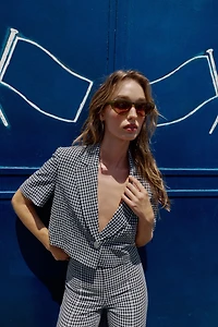 SHORT GINGHAM BLAZER