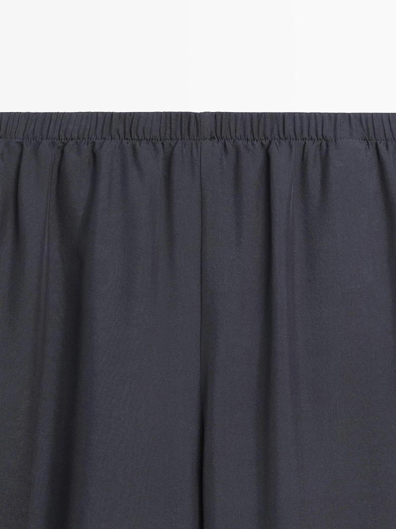 Flowing voluminous 100% silk trousers