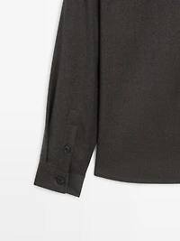 Regular fit double wool overshirt