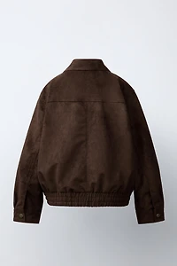 FAUX SUEDE BOMBER JACKET