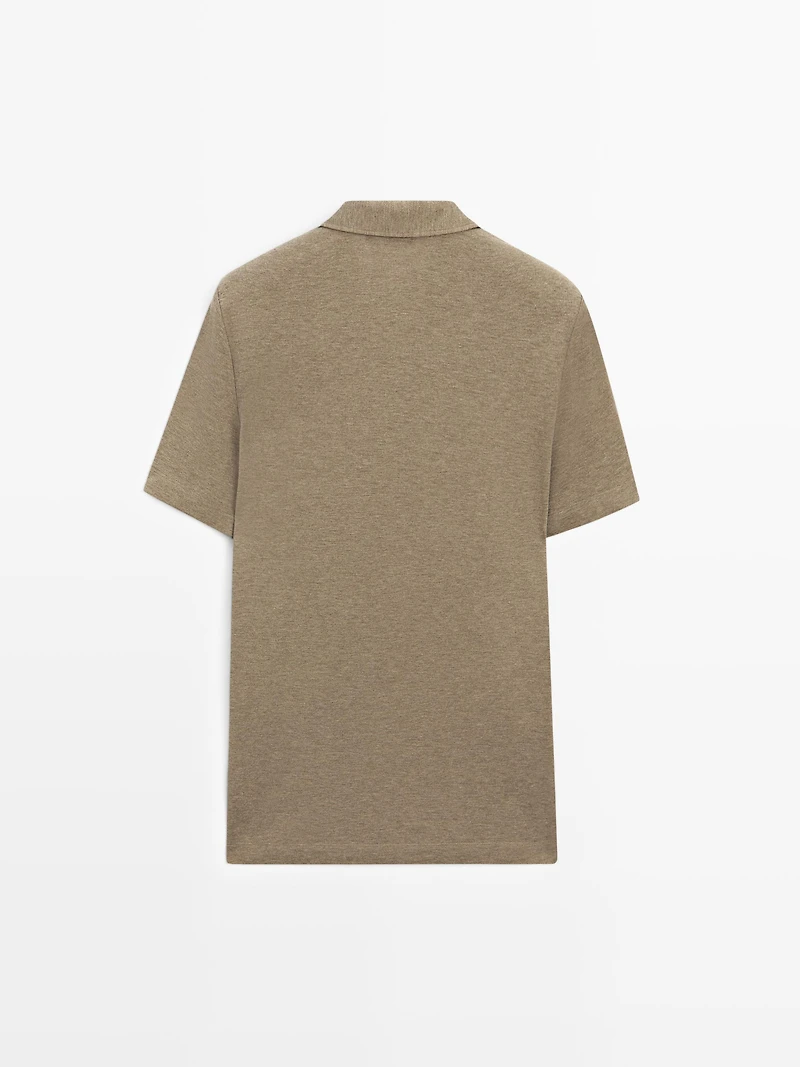 100% cotton melange short sleeve polo shirt