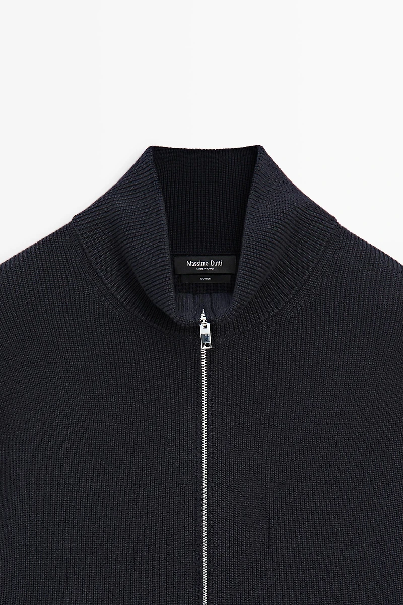 Cardigan en maille côtelée 100 % coton