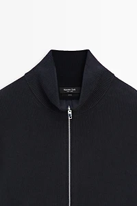 Cardigan en maille côtelée 100 % coton