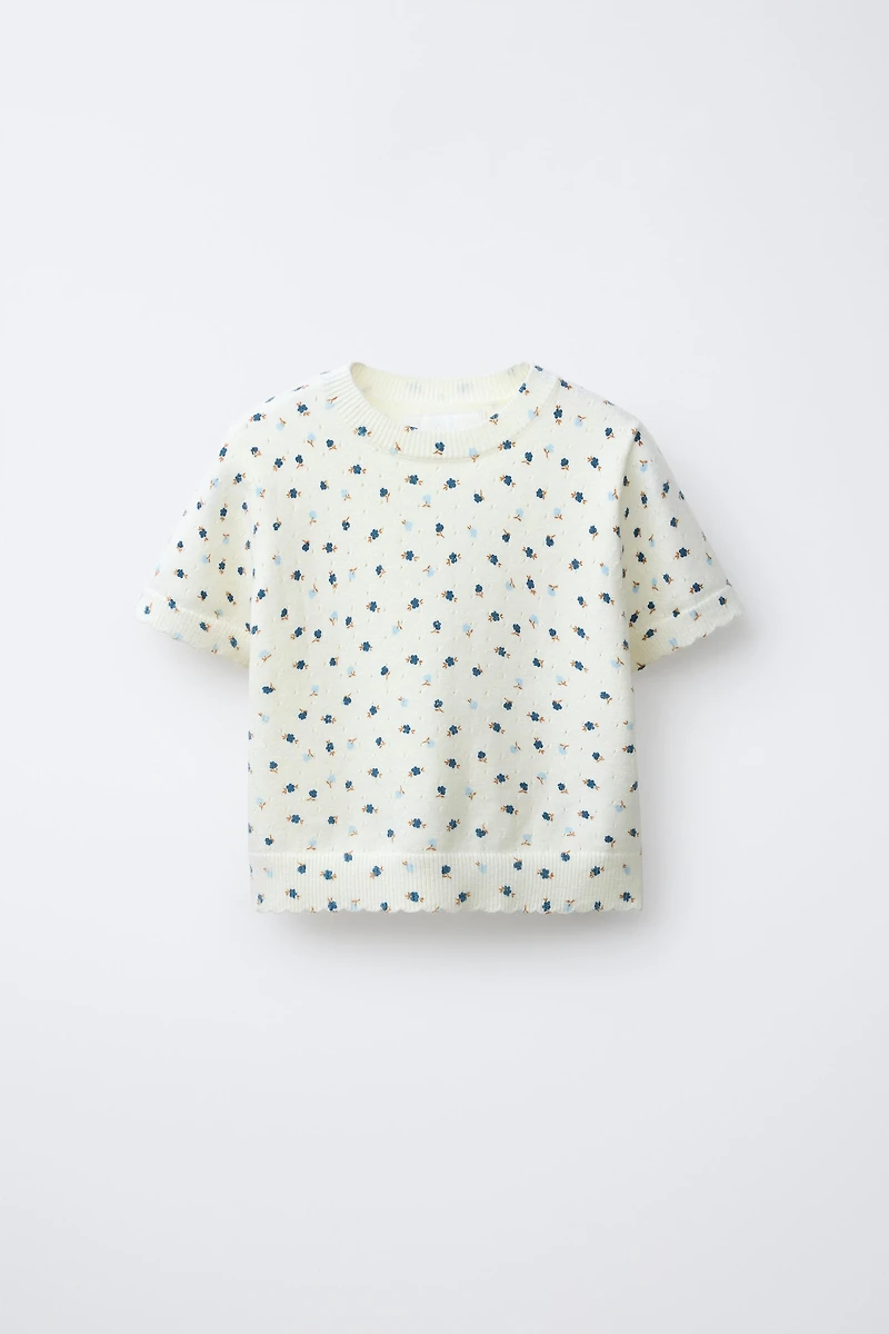 T-SHIRT EN MAILLE À FLEURS
