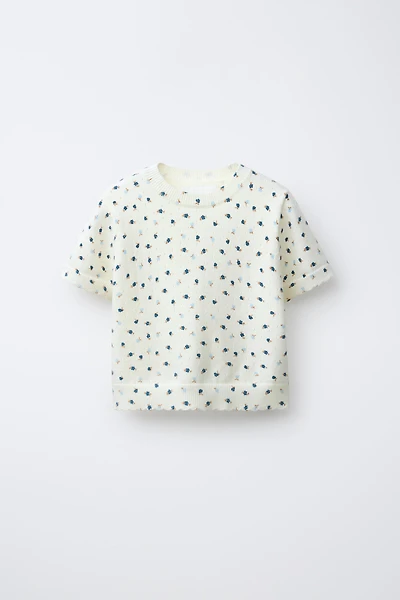 T-SHIRT EN MAILLE À FLEURS