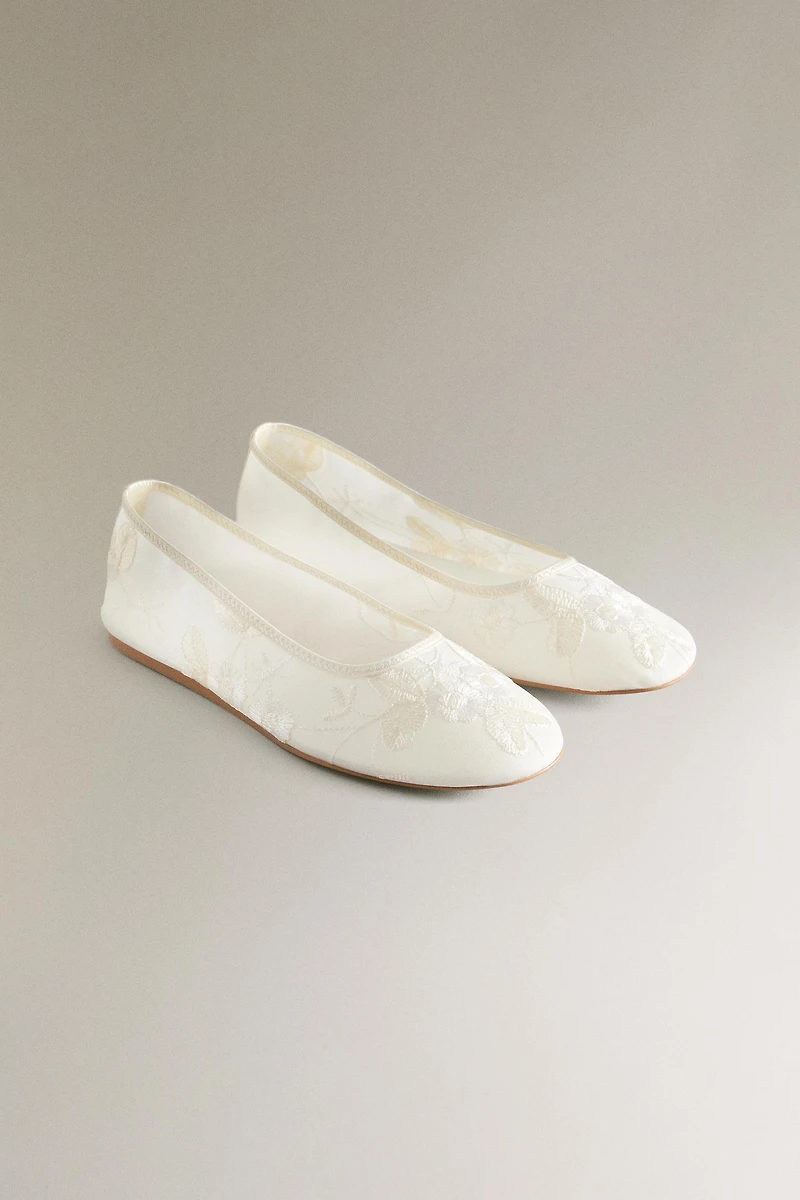 EMBROIDERED ORGANZA BALLET FLATS