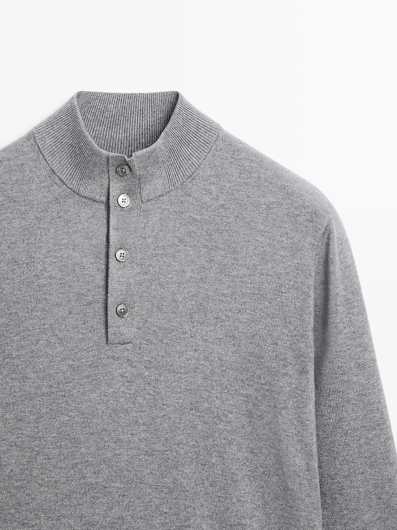 Pull en maille à col camionneur boutonné