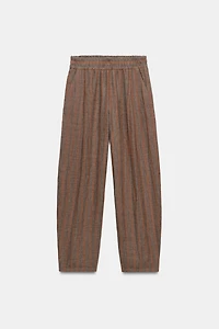 PANTALON À RAYURES 100 % LIN