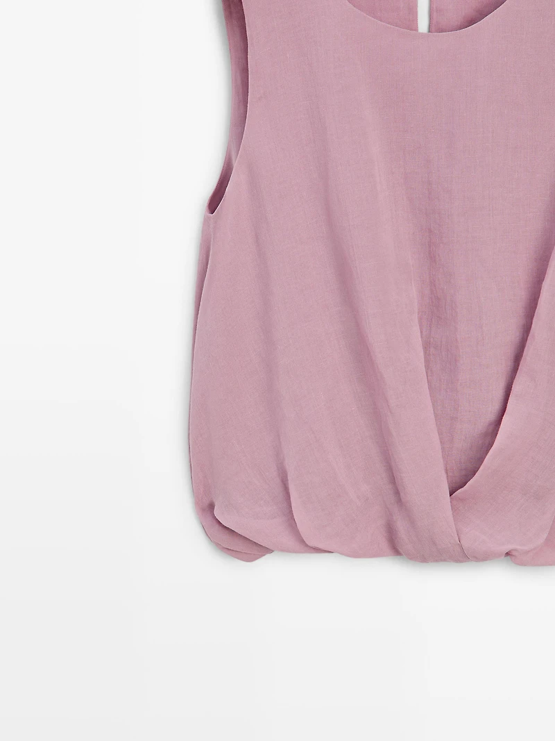 Sleeveless ramie blend top