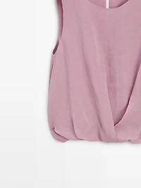 Sleeveless ramie blend top