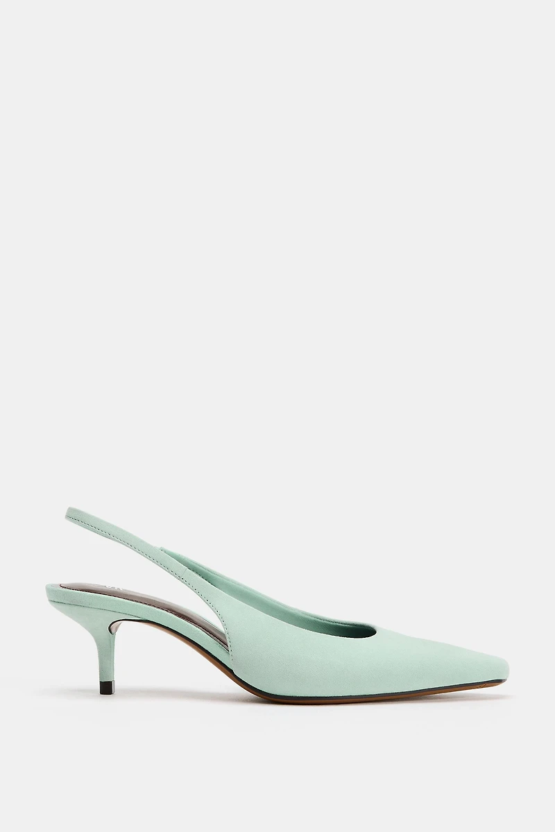 SUEDE KITTEN HEEL SHOES